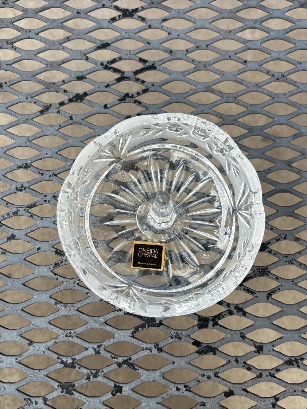 Vintage Oneida Crystal Clear Jewelry Ring Stand Dish